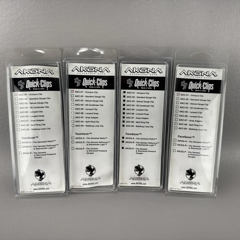 Akona Scuba Diving Octopus Retainer‎ Clip Keeper AKC-01 Lot of 4